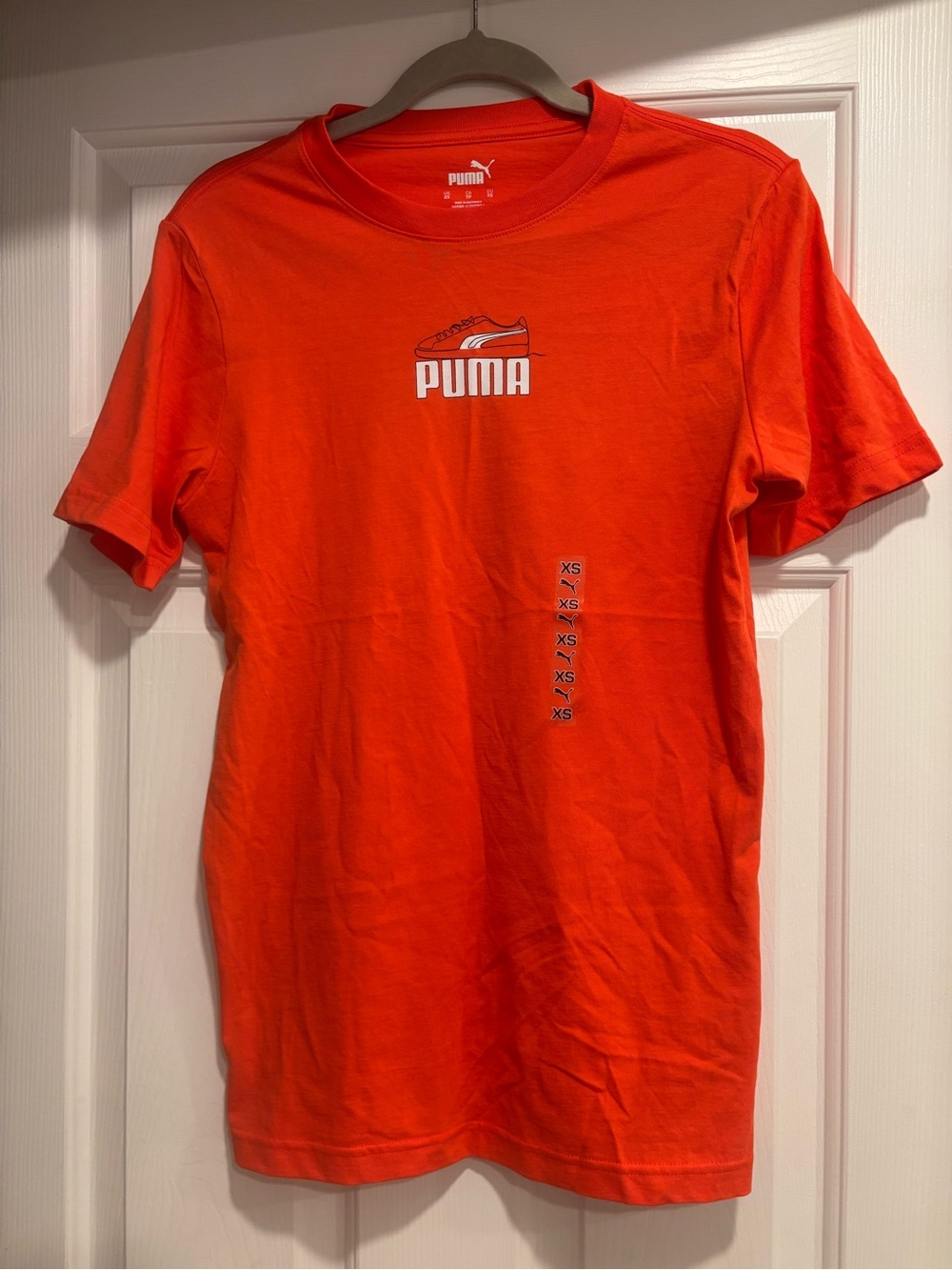 Puma Orange Short Sleeve Crewneck Tee with White Logo